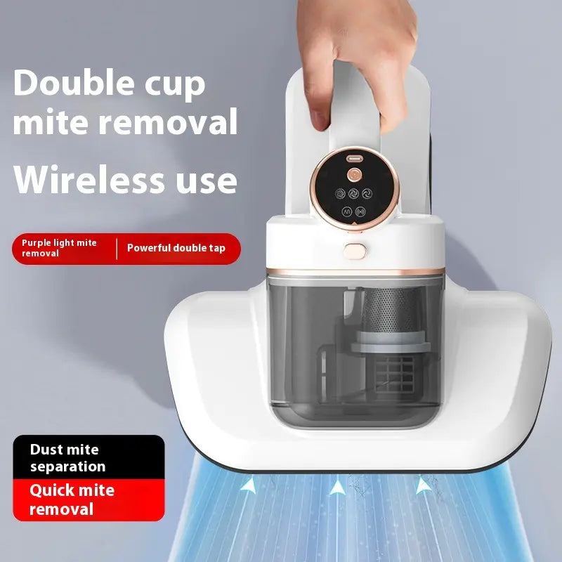 PearlClean Duo™ UV Mite Vacuum – Compact Double Cup Design with Powerful Suction & UV Sterilization for Beds, Sofas, and Fabrics