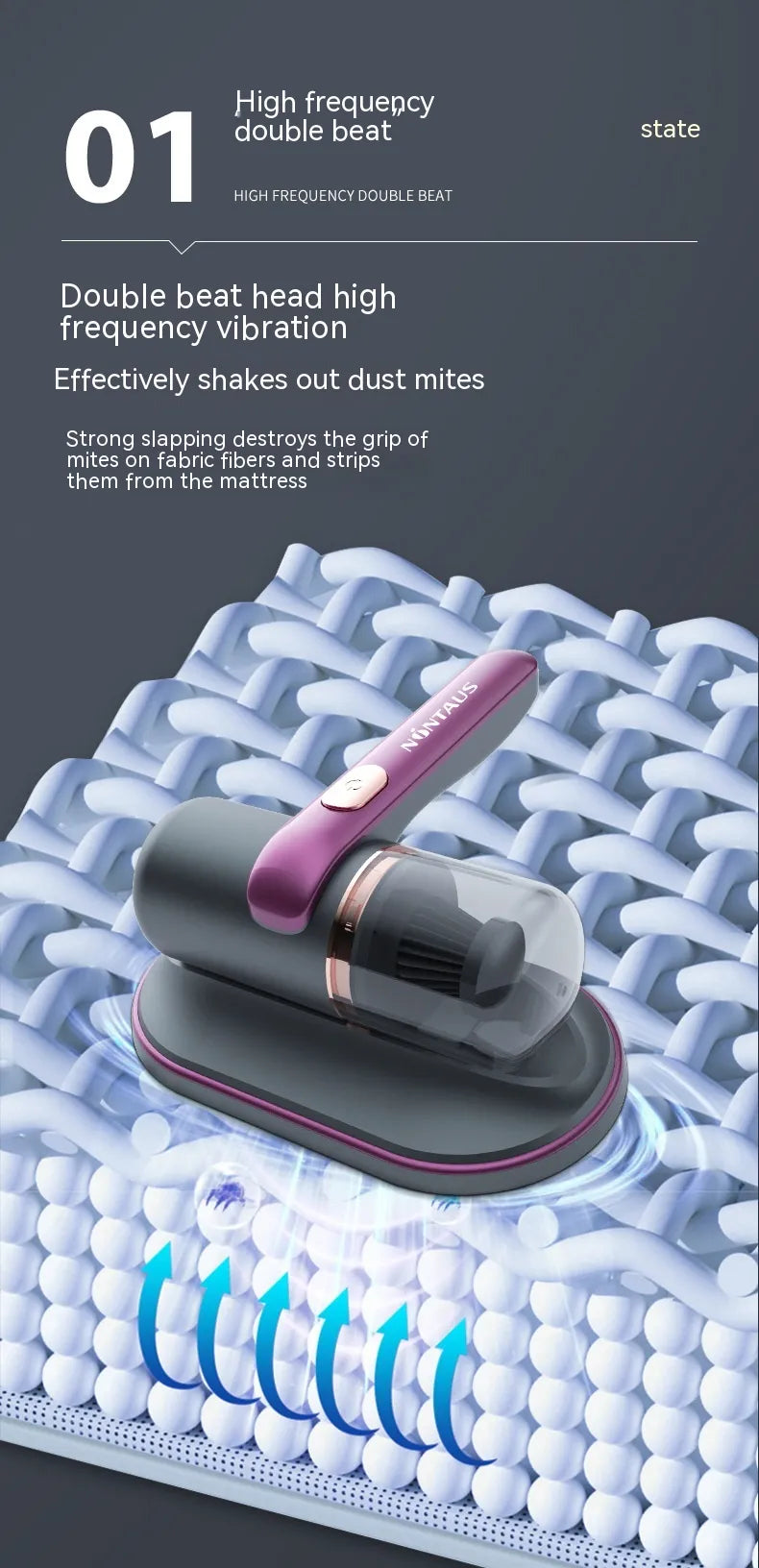 Clarion Pulse ™ Wireless UV-C Mattress Vacuum Cleaner – Derived from "clarity" and “clean” with UV-C upgrade technology.