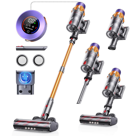 Cordless Vacuum Cleaner 550W 45KPA 60Mins Cordless Stick Vacuum Cleaner With Touch Screen Self-StandingWall Mount Charging Handheld Vacuum Cleaners for Home/Pet Hair/Carpets/Hard Floors(X7A)