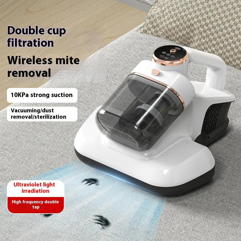 PearlClean Duo™ UV Mite Vacuum – Compact Double Cup Design with Powerful Suction & UV Sterilization for Beds, Sofas, and Fabrics